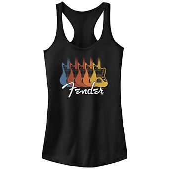 Juniors' Fender Retro Rainbow Guitars Racerback Tank Top
