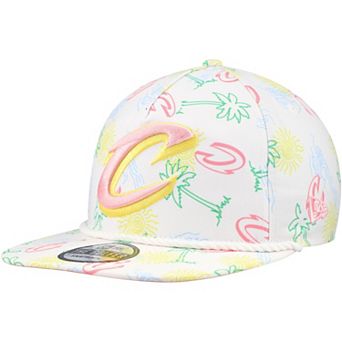 Men's New Era White Cleveland Cavaliers Palm Trees and Waves Golfer Adjustable Hat