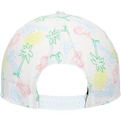 Men's New Era White Miami Heat Palm Trees and Waves Golfer Adjustable Hat