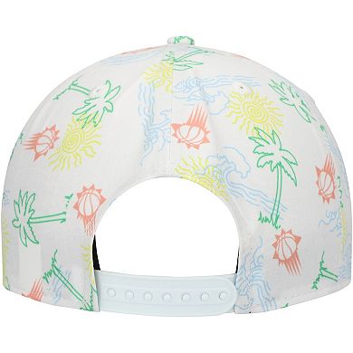 Men's New Era White Phoenix Suns Palm Trees and Waves Golfer Adjustable Hat