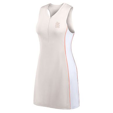 Women's Fanatics Cream St. Louis Cardinals Studio Boost Athletic Half-Zip Dress