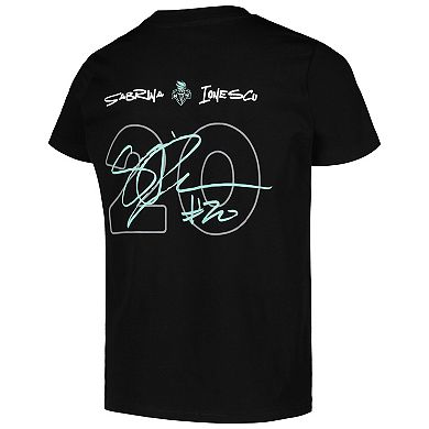 Youth round21 Sabrina Ionescu Black New York Liberty Player Signature Name & Number T-Shirt