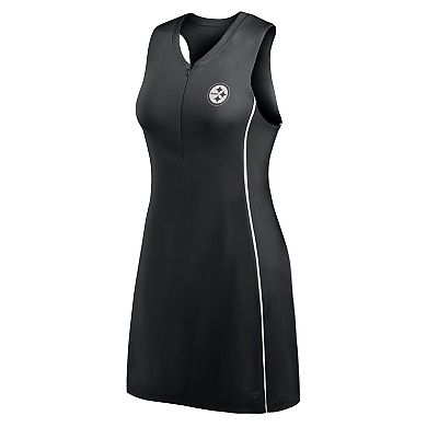 Women's Fanatics Black Pittsburgh Steelers Studio Boost Athletic Half-Zip Dress
