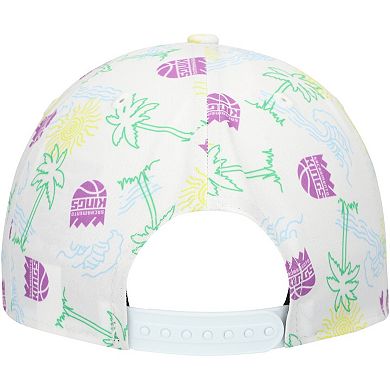 Men's New Era White Sacramento Kings Palm Trees and Waves Golfer Adjustable Hat