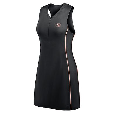 Women's Fanatics Black San Francisco 49ers Studio Boost Athletic Half-Zip Dress