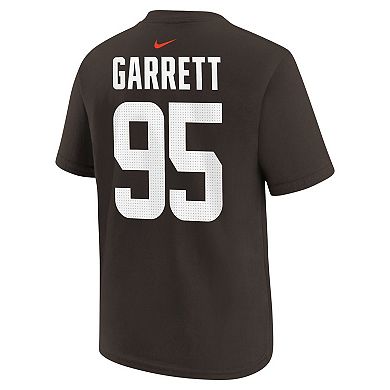Youth Nike Myles Garrett Brown Cleveland Browns Player Name & Number T-Shirt