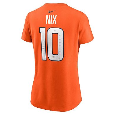 Women's Nike Bo Nix Orange Denver Broncos 2024 NFL Draft First Round Pick Name & Number T-Shirt