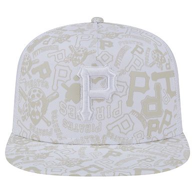 Men's New Era White Pittsburgh Pirates Logo Dunes A-Frame Trucker 9FIFTY Snapback Hat
