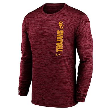 Men's Nike Cardinal USC Trojans 2024 Sideline Velocity Performance Long Sleeve T-Shirt