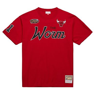 Men's Mitchell & Ness Dennis Rodman Red Chicago Bulls Premium Nickname T-Shirt