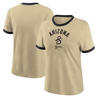 Women's Nike Gold Arizona Diamondbacks 2024 City Connect Ringer Tri-Blend T-Shirt
