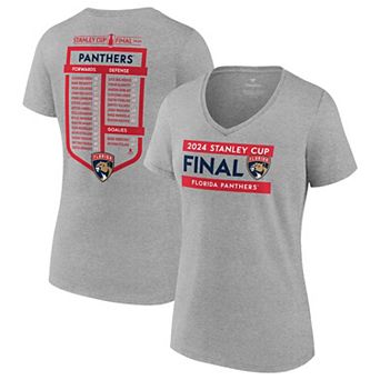 Women's Fanatics Heather Gray Florida Panthers 2024 Eastern Conference Champions Locker Room V-Neck T-Shirt