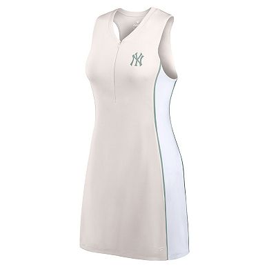 Women's Fanatics Cream New York Yankees Studio Boost Athletic Half-Zip Dress