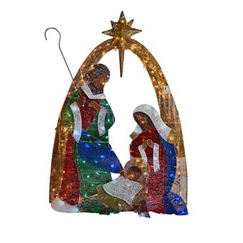 BrylaneHome 72"" Crystal Fabric Multi-Colored Nativity Scene