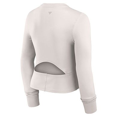 Women's Fanatics White Philadelphia Eagles Studio Fitted Long Sleeve Gym Top