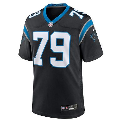 Men's Nike Ikem Ekwonu Black Carolina Panthers Game Jersey