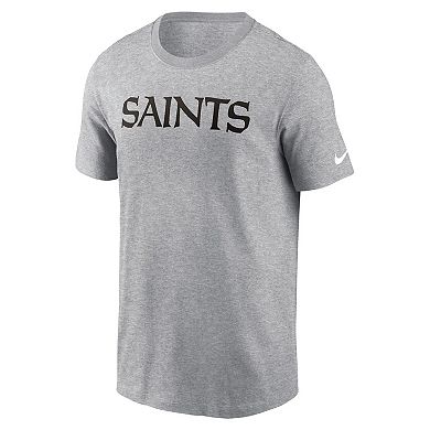 Men's Nike Heather Gray New Orleans Saints Primetime Wordmark Essential T-Shirt
