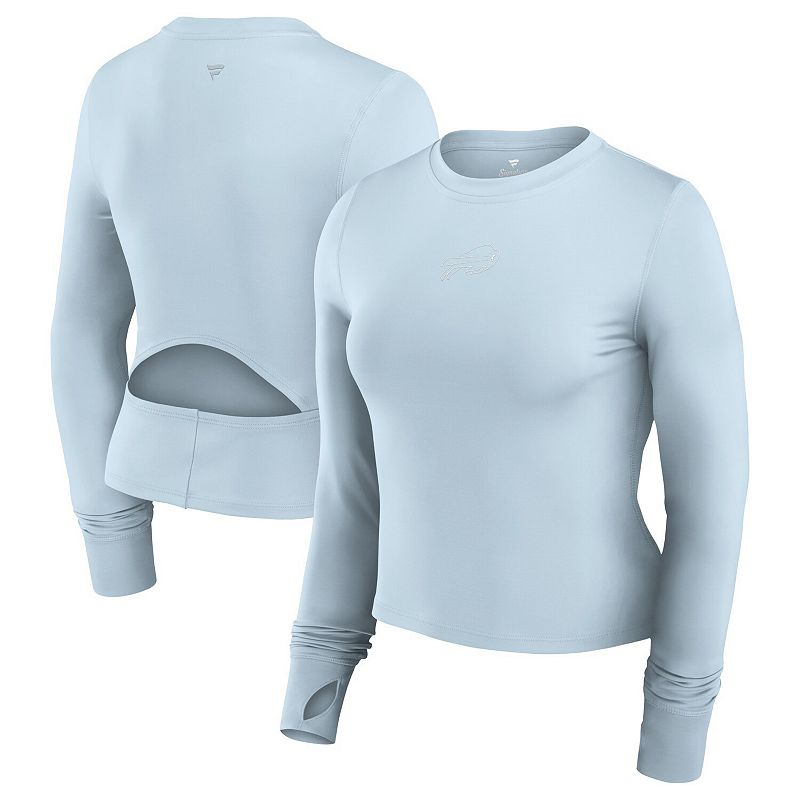 Women's Fanatics Light Blue Buffalo Bills Studio Fitted Long Sleeve Gym Top, Size: Large