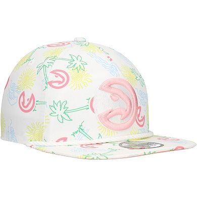 Men's New Era White Atlanta Hawks Palm Trees and Waves Golfer Adjustable Hat