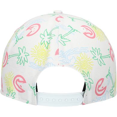 Men's New Era White Atlanta Hawks Palm Trees and Waves Golfer Adjustable Hat