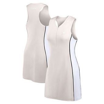 Women's Fanatics Cream Philadelphia Eagles Studio Boost Athletic Half-Zip Dress