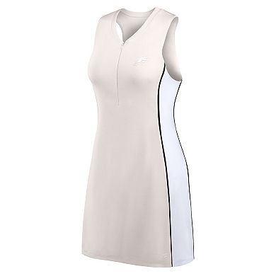 Women's Fanatics Cream Philadelphia Eagles Studio Boost Athletic Half-Zip Dress