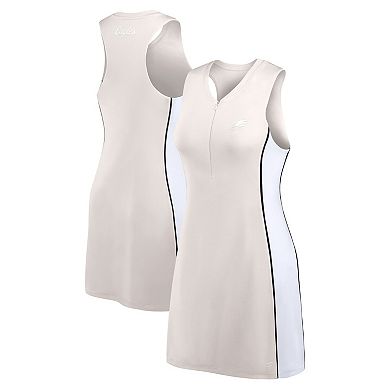 Women's Fanatics Cream Philadelphia Eagles Studio Boost Athletic Half-Zip Dress