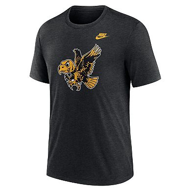 Men's Nike Heather Black Iowa Hawkeyes Blitz Evergreen Legacy Primary Tri-Blend T-Shirt