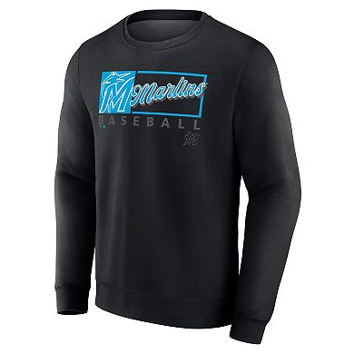 Men's Fanatics Black Miami Marlins Focus Fleece Pullover Sweatshirt