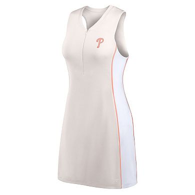 Women's Fanatics Cream Philadelphia Phillies Studio Boost Athletic Half-Zip Dress
