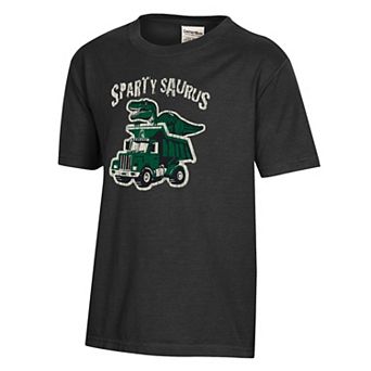 Youth ComfortWash Black Michigan State Spartans Dino Truck T-Shirt