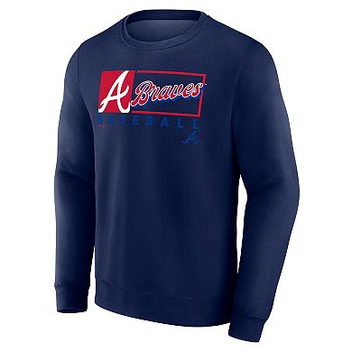 Men's Fanatics Navy Atlanta Braves Focus Fleece Pullover Sweatshirt