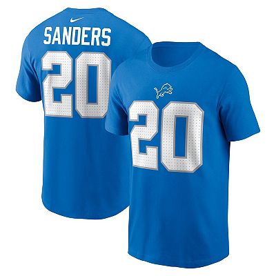 Men s Nike Barry Sanders Blue Detroit Lions Retired Player Name Number T Shirt