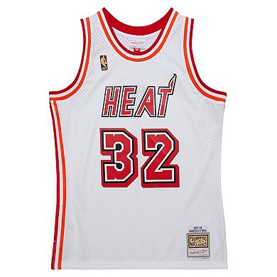 Men's Mitchell & Ness Shaquille O'Neal White Miami Heat 2007/08 Hardwood Classics Swingman Jersey