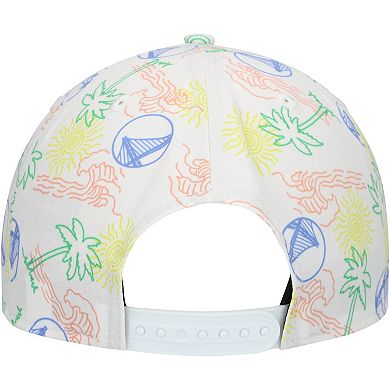 Men's New Era White Golden State Warriors Palm Trees and Waves Golfer Adjustable Hat