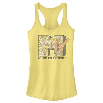 Juniors' MTV Floral Print Logo Racerback Tank Top