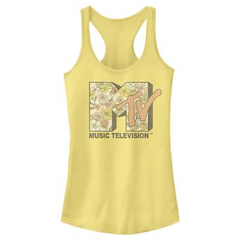 Juniors' MTV Floral Print Logo Racerback Tank Top