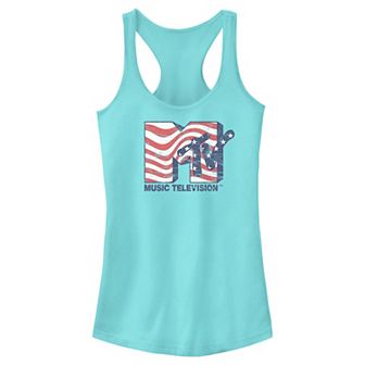 Juniors' MTV Stars And Stripes Logo Racerback Tank Top