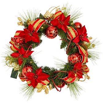 BrylaneHome 28 Pre-Lit Ribbon Wreath