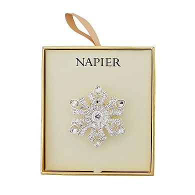 Napier Silver Tone Crystal Snowflake Pin