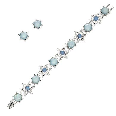 Napier Silver Tone Bracelet & Stud Earring Set