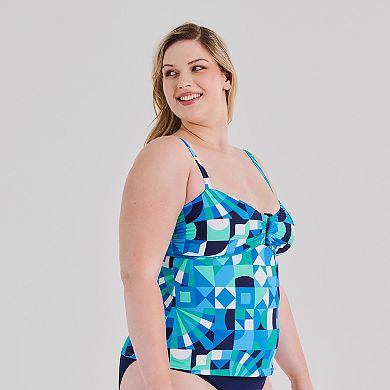 Plus Size Freshwater Bandeau Tankini Swim Top