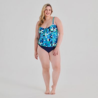 Plus Size Freshwater Bandeau Tankini Swim Top