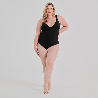Plus Size Freshwater Macrame Strap One-Piece Swimsuit