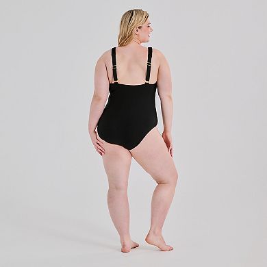 Plus Size Freshwater Macrame Strap One-Piece Swimsuit