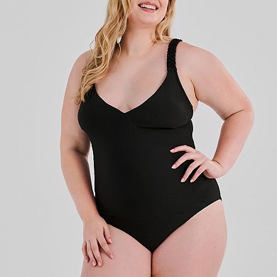 Plus Size Freshwater Macrame Strap One-Piece Swimsuit