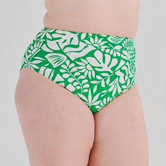 Plus Size Freshwater Banded High Leg Swim Bottoms