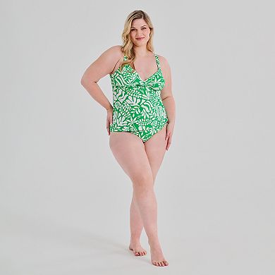 Plus Size Freshwater Molded Twist Front Tankini Swim Top