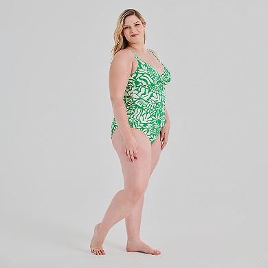 Plus Size Freshwater Molded Twist Front Tankini Swim Top