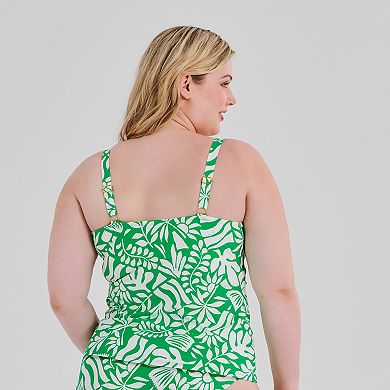 Plus Size Freshwater Molded Twist Front Tankini Swim Top